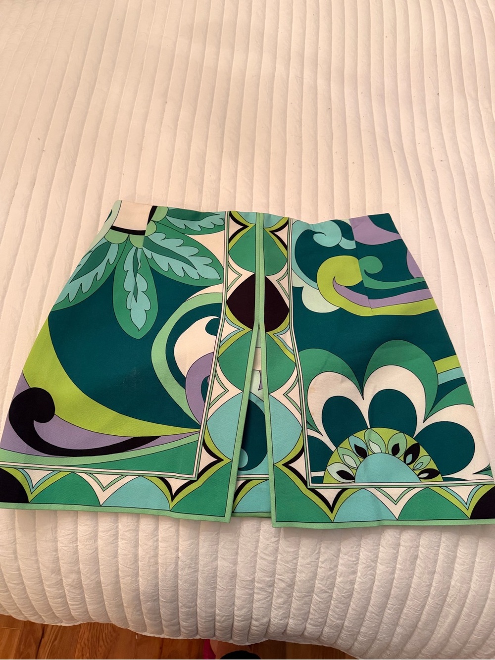 Zara Teal and Aqua Printed Mini Skirt
